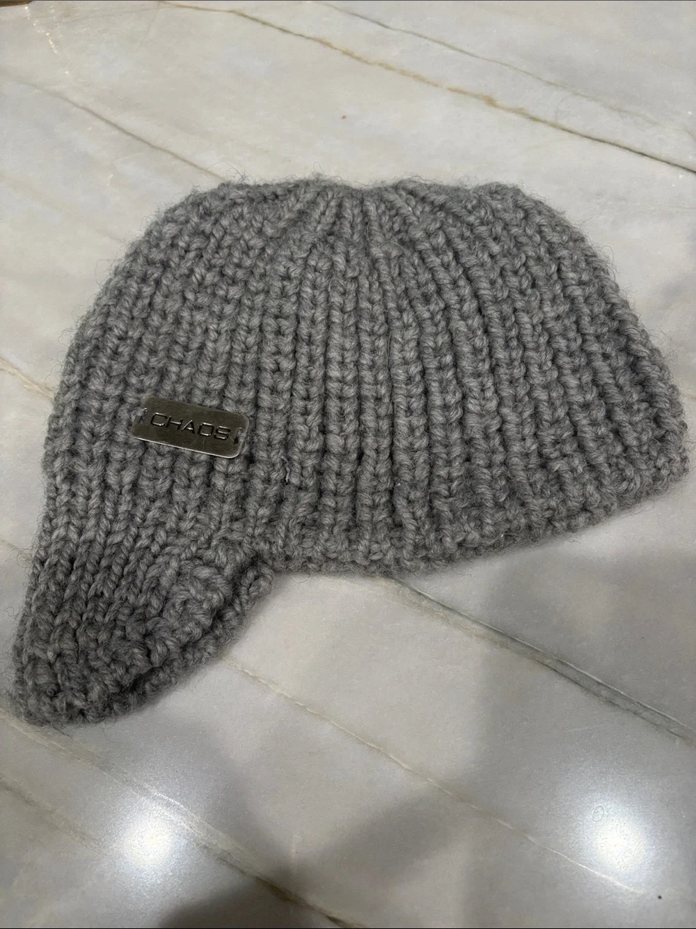 Chaos Women’s Gray Knit Beanie/Hat with Bill